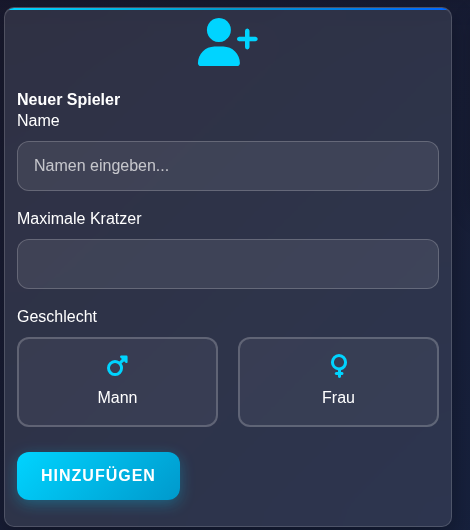 Spieler direkt in EzDarts eintragen
